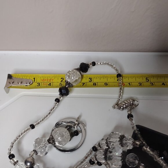 Clear And Black Glass Bead Lanyard - Picture 6 of 7